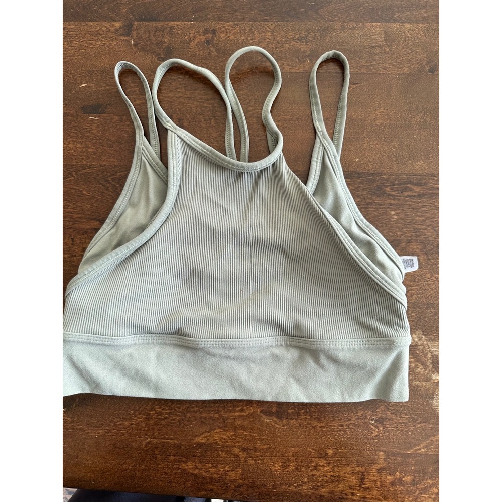 Nike Yoga Alate Curve Ribbed Strappy Sports Bra - Sage Green - Small